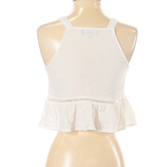 Kendall & Kylie Sleeveless Cropped Blouse in White Size XS - Picture 3 of 8